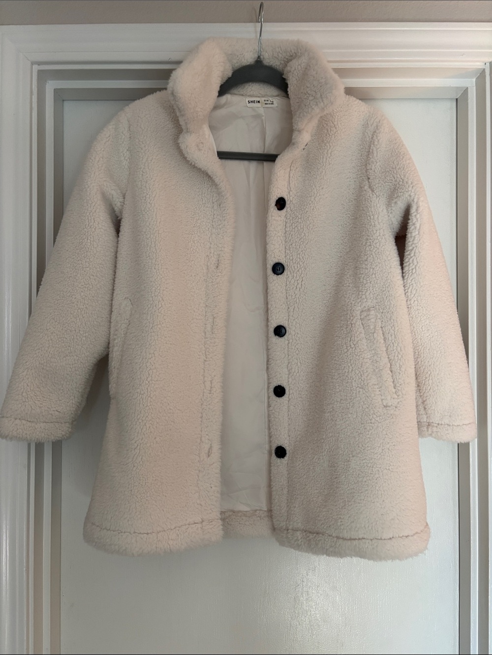SHEIN Kids Cream Sherpa Coat
